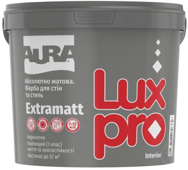 Фарба інтер'єрна акрилатна Aura® Luxpro Extramatt глибокий мат білий 4,75 л 6,65 кг